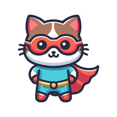 Naklejka premium cartoon cute cat hero icon character
