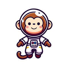 cartoon cute monkey astronaut icon character