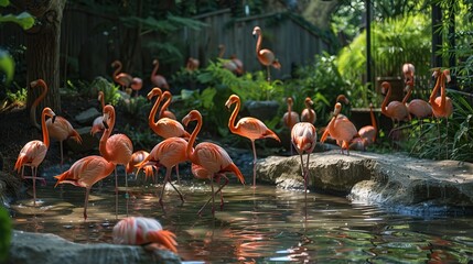 Large species of flamingo also known as the Caribbean flamingo. Generative Ai