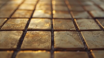 top tile glistens from light reflection; midsection is brown