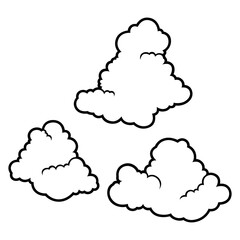 Collection of clouds. Cartoon cute image of sky.