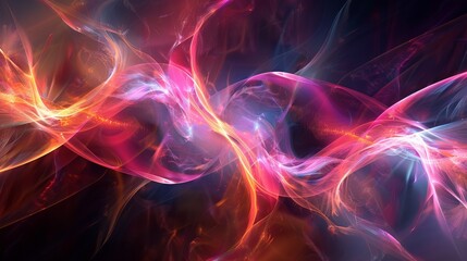 Obraz premium An abstract visual with overlapping fractal shapes and glowing lines, creating an energetic and futuristic design