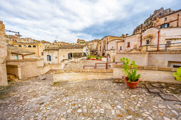 View of the ancient town of Matera, Sassi di Matera in Basilicata, southern Italy