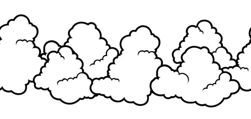Seamless pattern with clouds. Cartoon cute image of sky.