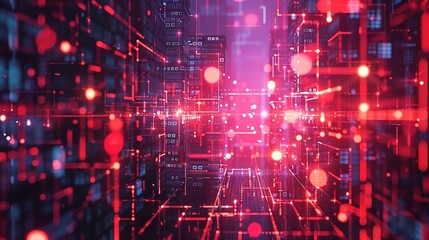 Obraz premium A conceptual illustration of a traditional network being upgraded and fortified with new technologies and security protocols