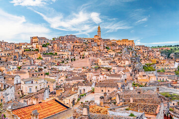 Fototapeta premium View of the ancient town of Matera, Sassi di Matera in Basilicata, southern Italy