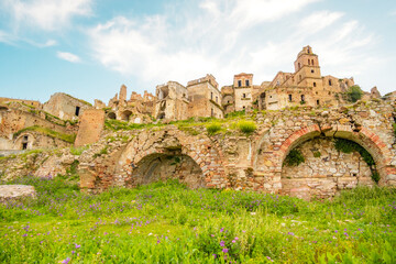 The ghost town. village of Craco, Basilicata region, Italy.