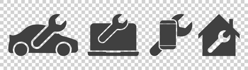 set of tools icons on white background