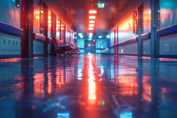 blurred emergency room scene, hue of emergency colors