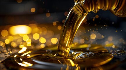ouring changing car engine oil