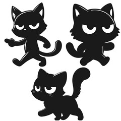 Beautihul high quality cat character vector silhouette isolated on white background