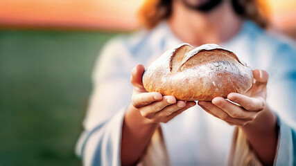  jesus offering bread turned into a miracle