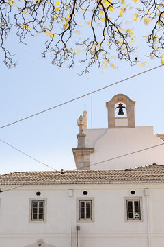 Small town church in Evora, Alentejo, Portugal on a sunny day. 