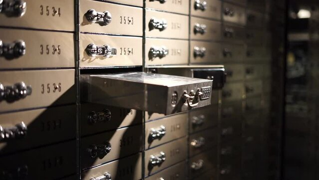 safe deposit box in a bank