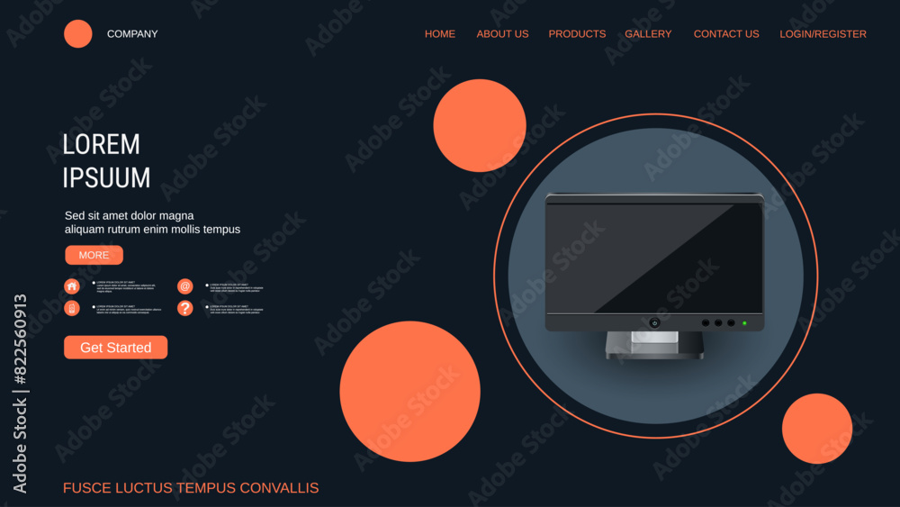 Wall mural modern trendy landing page vector design template. computer technology background