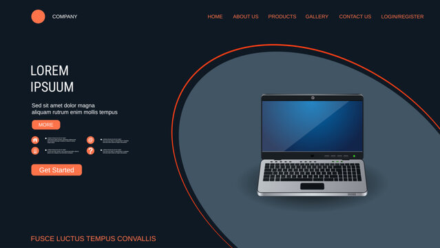 Modern trendy landing page vector design template. Computer technology background