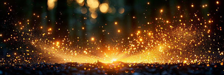 A bright yellow sparkle with a dark background