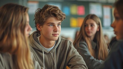 See students participating in a student council meeting, planning events and discussing school policies