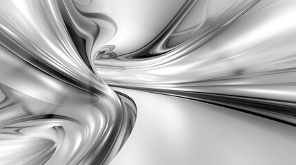 Obraz premium A black-and-white abstract backdrop featuring wavy lines and flowing curved forms resembling a flower White center contrasts against black floral parts