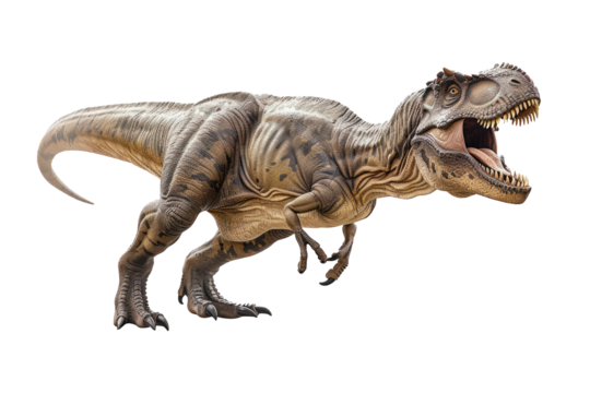 Tyrannosaurus portrait isolated on transparent background. Angry dinosaur, Prehistoric Carnivore