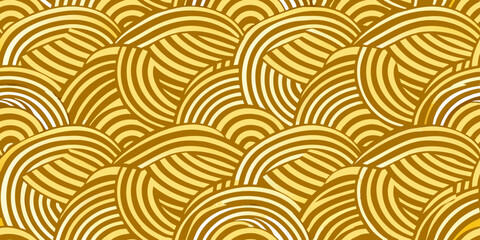 Seamless Abstract Wave Circle Pattern in Golden Yellow - Vector Illustration