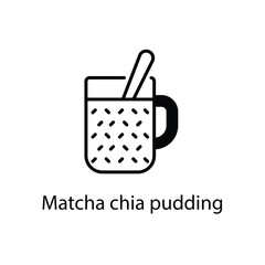 Matcha chia pudding vector icon