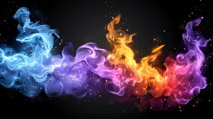 Fototapeta premium red, blue, yellow, purple, orange, pink, and twice orange, pink