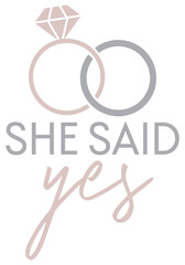 She Said Yes | Engagement Celebration | Wedding Rings Vector Art | Proposal Artwork