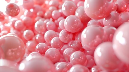  A tight shot of pink and white balloons drifting aloft, adorned with water beads atop and underside