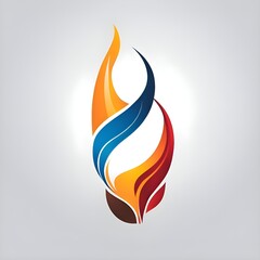 An Olimpic Torch Logo With Red, White, and Blue Swirls on Gray Background