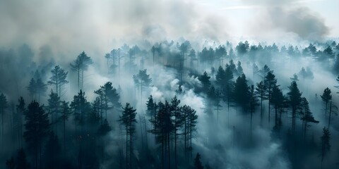 Wildfire in Pine Forest During Dry Season: A Global Environmental Catastrophe. Concept Natural Disasters, Environmental Crisis, Climate Change Impacts, Forest Conservation, Fire Prevention