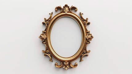 antique oval baroque victorian ornate photo frame isolated on white concept illustration