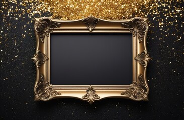 gold frame on black background, Black friday concept