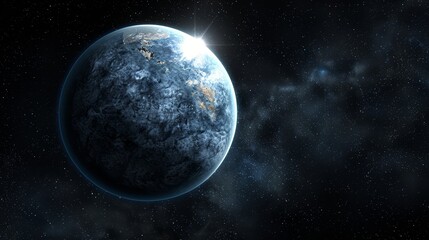  An artist's rendering of a planet with a star at its center and a star in the mid-image