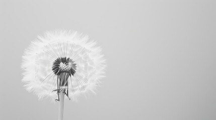 closeup of delicate dandelion flower in black and white symbol of grief loss and fragility of life