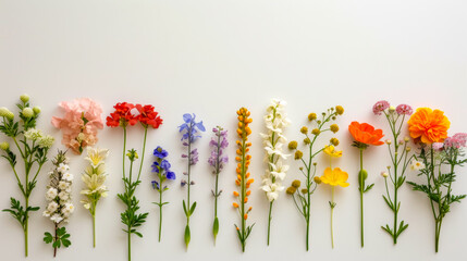 free space for title banner with a border of various flowers arranged in a row