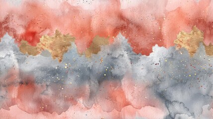 Obraz premium Abstract painting. Pink, gray and gold colors.