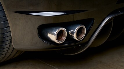 Drivers side exhaust tips on a car