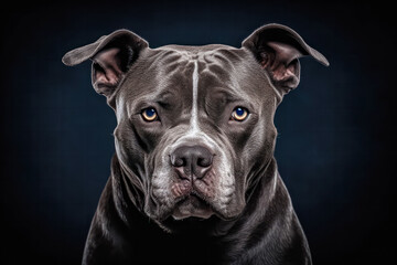 pitbull in studio setting against black backdrop, showcasing their playful and charming personalities in professional photoshoot.