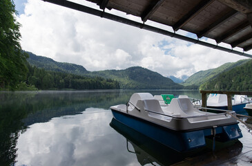 mountain view from the lake Alpsee