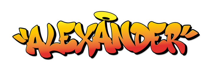 Alexander name in graffiti style. Vector illustration.