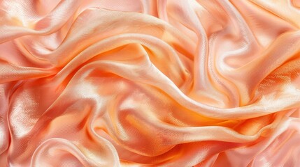 Fototapeta premium Close-up shot of orange silk fabric with pleats and folds.