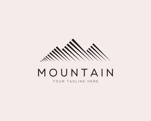 Line Art Mountain Icon Logo Design Vector Graphic Illustration. 