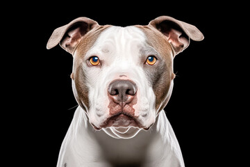 Obraz premium american staffordshire terrier in studio setting against black backdrop, showcasing their playful and charming personalities in professional photoshoot.