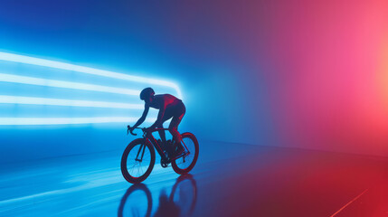 Athlete on Bicycle in Studio
