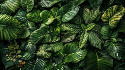 Fototapeta premium A close-up of a green plant with abundant leaves atop and below, specifically the upper and lower surfaces