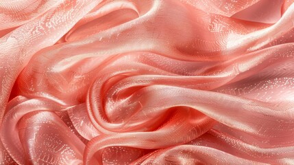 Gradient pink color silk fabric with shiny surface.