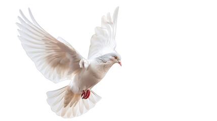 Fototapeta premium White dove flying, profile view, isoldated