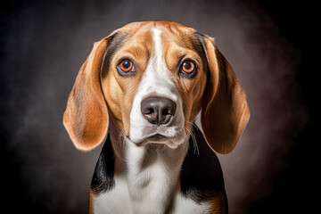beagle in studio setting against dark backdrop, showcasing their playful and charming personalities in professional photoshoot.