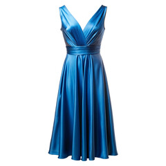 A blue silk dress Isolated on transparent background